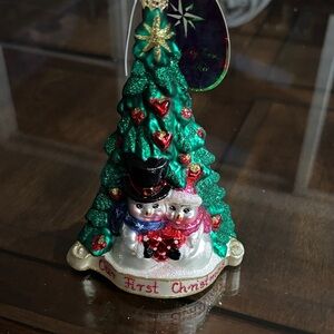 Christopher Radko Festive Snowman Couple Ornament